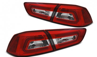 Діодні задні ліхтарі MITSUBISHI LANCER X RED WHITE фото