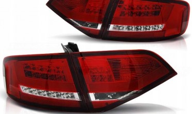 Тюнинговые задние фонари Audi A4 B8 дорестайл седан красно-белые фото