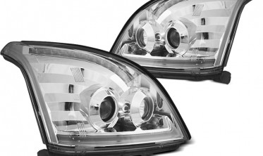 Фары передние Toyota Land Cruiser Prado 120 с LED габаритами и двумя линзами фото