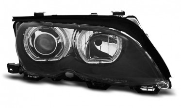 Передні тюнінг фари з лінзами BMW E46 рестайл (Led rings) фото
