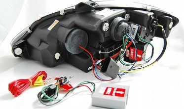 Черные фары передние с ДХО Seat Leon 2 2009-2012, Altea 2009-2015  фото