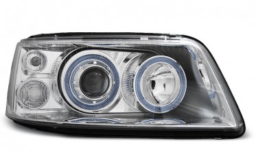 Передние фары тюнинг VOLKSWAGEN T5 дорестайл с кольцами фото