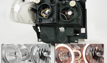 Тюнінгові фари передні Volkswagen T4 (коса фара) з кільцями фото