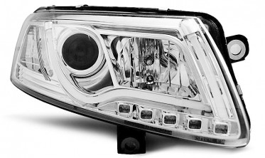 Фары передние tube light + DRL AUDI A6 C6 дорестайл фото