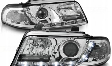 Фары передние Audi A4 B5 с диодной строкой фото
