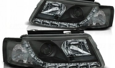 Фари передні VW PASSAT B5 із LED габаритами, чорні. фото