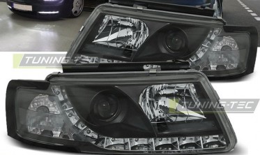 Фары передние VW PASSAT B5 с LED габаритами, черные фото
