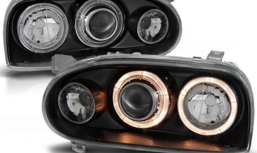 Черные фары передние VOLKSWAGEN GOLF IІI 3 angel eyes фото