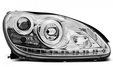 Передние фары с диодной строкой MERCEDES S W220 фото
