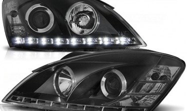 Чорні фари передні KIA CEED 2006-2009 з діодними габаритами фото