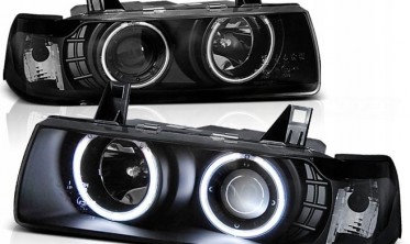 Черные фары передние BMW 3 E36 COUPE, CABRIO angel eyes CCFL фото
