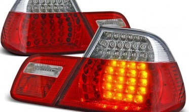 Тюнинговые светодиодные фонари BMW E46 coupe дорестайл red white фото