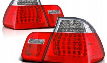 Задние фонари (стопы) с диодными поворотами BMW E46 рестайлинг sedan red white фото