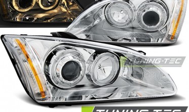 Хромированные фары передние FORD FOCUS МК2 2004-2008 angel eyes фото