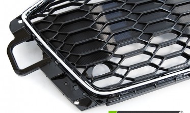 Тюнінгова решітка радіатора Audi A4 B9 рестайл у стилі RS4 чорна з хром рамкою фото