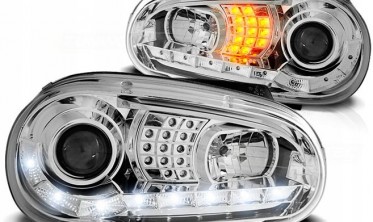 Тюнинговые фары передние VOLKSWAGEN GOLF IV с диодными поворотами фото