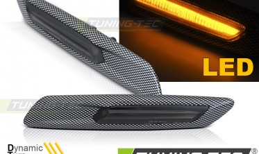 Тонированные Led повторители поворотов BMW 5 F10, F11 карбон фото