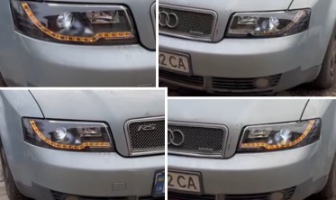 Фари передні чорні з Led поворотами Audi A4 B6 фото