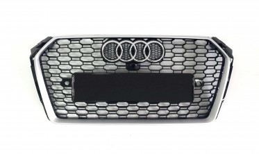 Решітки тюнінгові для Audi A4 В9 в стилі RS4, чорні з сірою рамкою фото