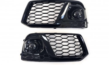 Черные боковые решетки переднего бампера Audi Q5 80A в стиле RS фото