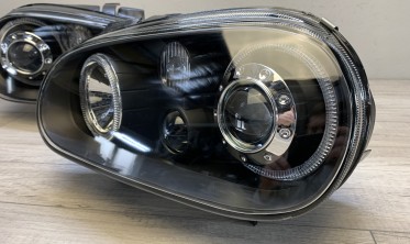 Фары передние тюнинговые VW Golf 4 Depo с кольцами фото