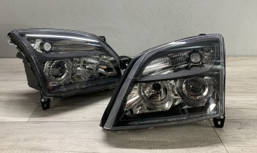 Фари передні Opel Vectra C дорестайл із кільцями чорні фото