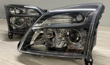 Фари передні Opel Vectra C дорестайл із кільцями чорні фото