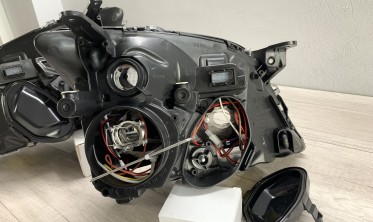 Фари передні Opel Vectra C дорестайл із кільцями чорні фото