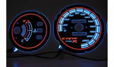 Тюнинговые накладки на шкалы приборов без тахометра Honda Civic 1992-1995 вар. 1 фото