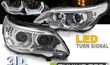 Передні фари з 3D ангельськими очками BMW E60, E61 дорестайл фото