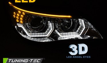 Передні фари з 3D ангельськими очками BMW E60, E61 дорестайл фото