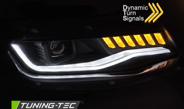 Черные передние фары тюнинг Chevrolet Camaro диодные под ксенон фото