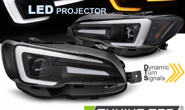 Черные передние фары full led Subaru WRX 2014-2022 фото