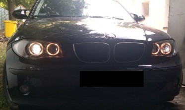 Передние фары BMW E87 / E81 / E82 / E88 черные с кольцами фото