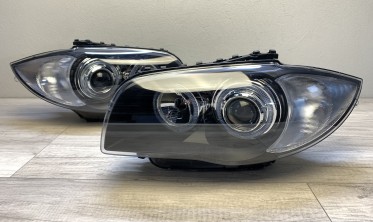 Передние фары BMW E87 / E81 / E82 / E88 черные с кольцами фото