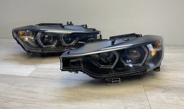 Чорні фари передні BMW F30/F31 дорестайл з діодними ДХО фото