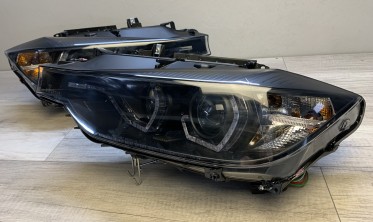 Чорні фари передні BMW F30/F31 дорестайл з діодними ДХО фото