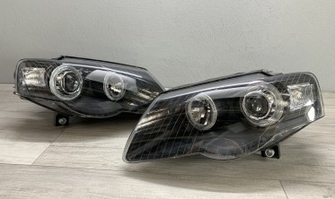 Фари передні VW Passat B6 чорні з кільцями фото