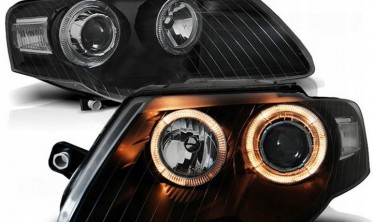 Фары передние VW Passat B6 черные с кольцами фото