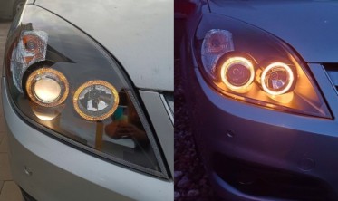 Тюнінгові фари передні Opel Vectra C післярестайл, чорні фото