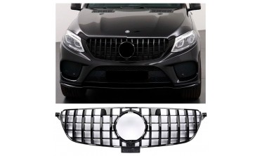 Решетка радиатора Mercedes GLE W166 стиль AMG GT Panamericana (черная глянцевая) фото