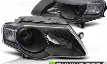 Передние черные фары с линзами VW Passat B6 фото