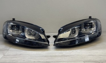 Тюнінгові фари передні VW Golf 7 чорні з хром смугою LED U-Type фото