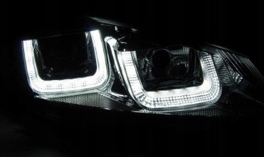 Тюнінгові фари передні VW Golf 7 чорні з хром смугою LED U-Type фото