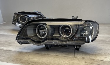 Черные фары передние BMW X5 E53 с CCFL ангельскими глазками фото