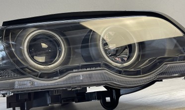 Черные фары передние BMW X5 E53 с CCFL ангельскими глазками фото