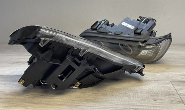 Черные фары передние BMW X5 E53 с CCFL ангельскими глазками фото