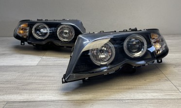 Фары передние с ангельскими глазками BMW E46 рестайлинг фото