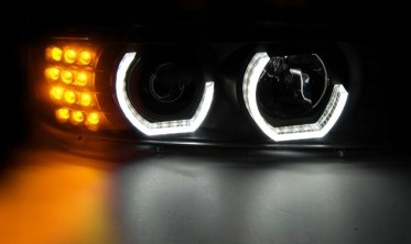 Фары передние BMW E39 черные c 3D ангельскими глазками фото
