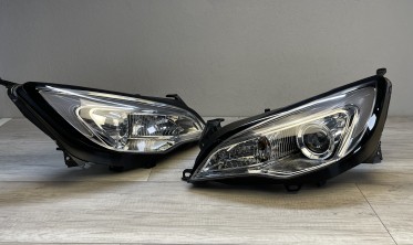 Тюнинговые фары передние Opel Astra J хромированные с DRL фото